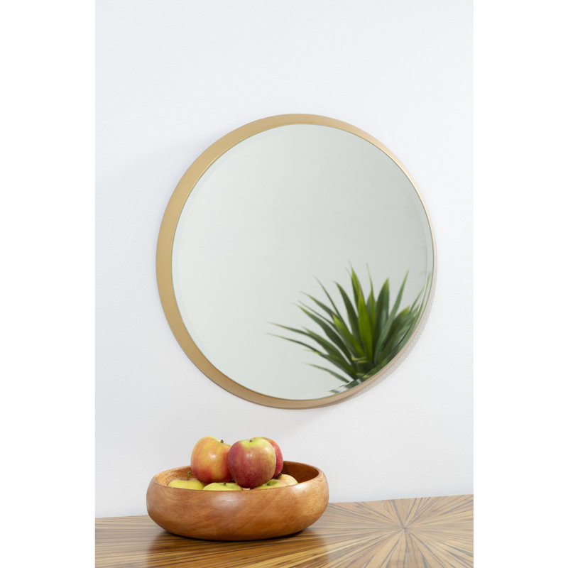 Carleen Metal Flat Wall Mirror, Gold, 44cm H x 44cm W