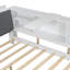 Lit plateforme en bois avec tête de lit, tablettes et 2 tiroirs-850740272