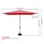 Parasol de patio rectangulaire à manivelle, rouge brique (base non incluse)