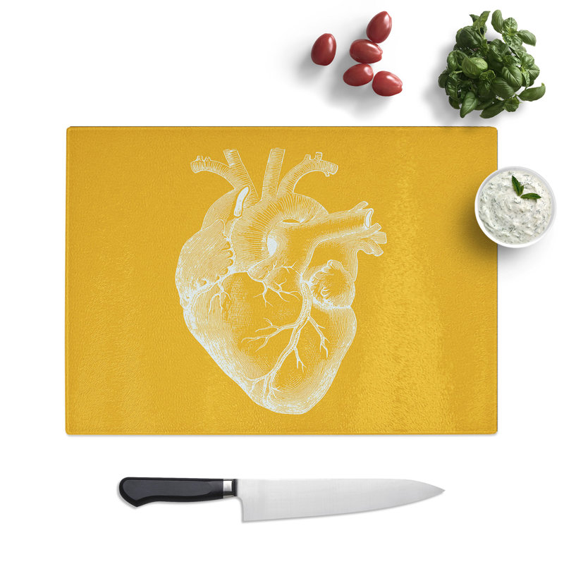 Anatomical Heart Chopping Board, 0.4cm H x 28.5cm W x 39cm L