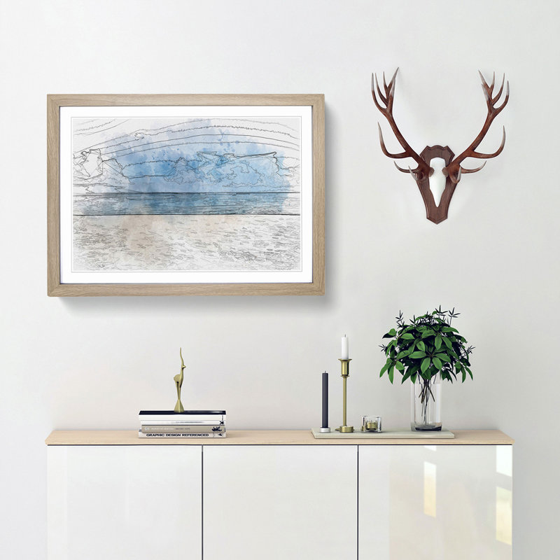 Beach in Mexico in Abstract - Picture Frame Graphic Art Print, Oak Framed, 27cm H x 36cm W x 2cm D