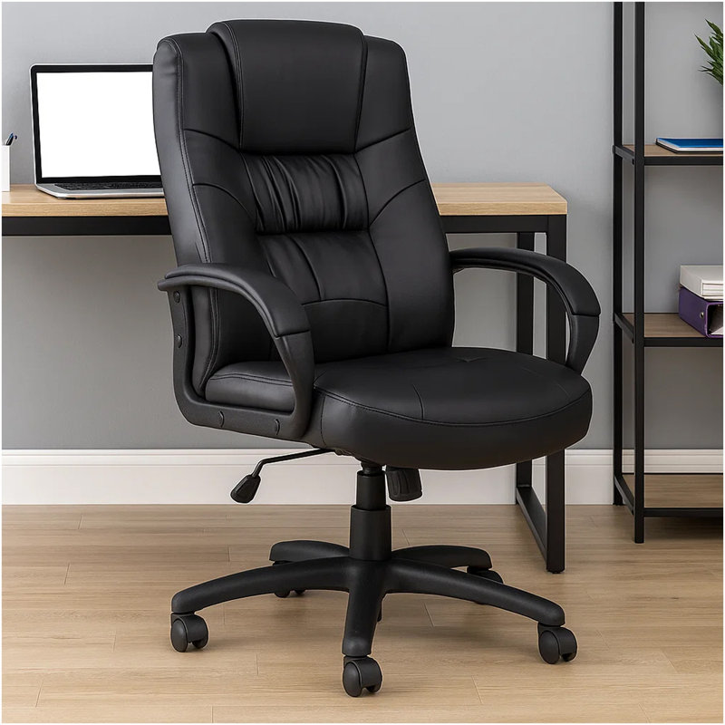Fauteuil de direction Mala, dossier haut, similicuir noir, soutien lombaire