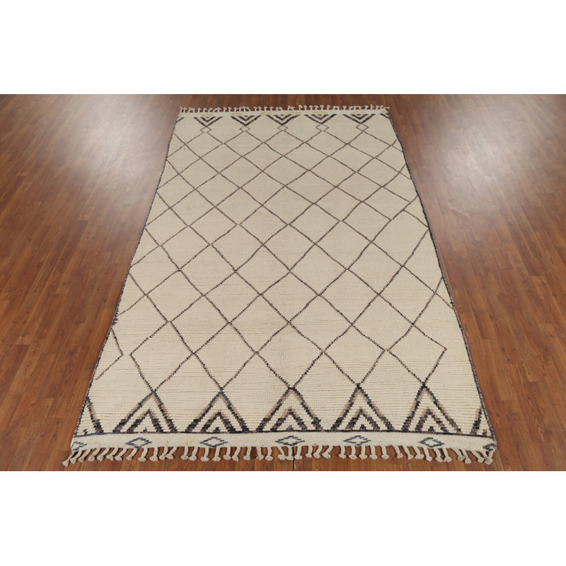 Tapis oriental marocain à motif de treillis All-Over 6 x 10