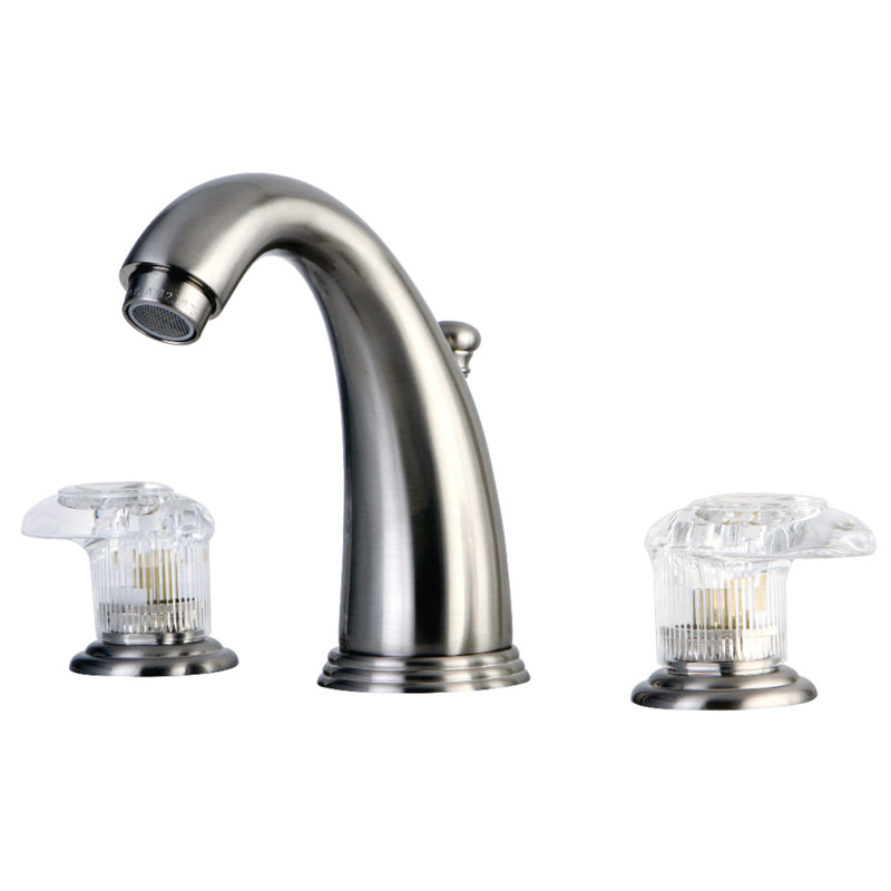 Robinet de salle de bain à deux poignées à fixation sur le comptoir à 3 trous avec drain escamotable Kingston, Nickel brossé