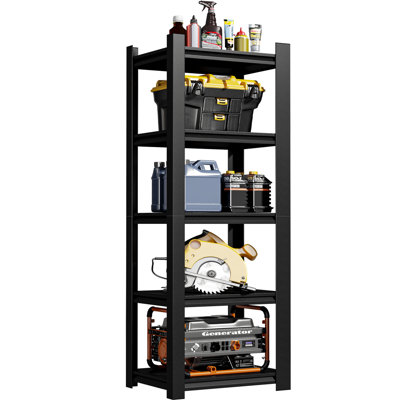 1500lbs Metal Shelving Units, 5 Tier Heavy Duty Garage Shelves, Multi-functional Adjustable Utility Shelfs, All-steel Storage Racks, Tall Shelf For Basement Shed, BE5B2F7A41BD4E628AD4093F8AFC6175