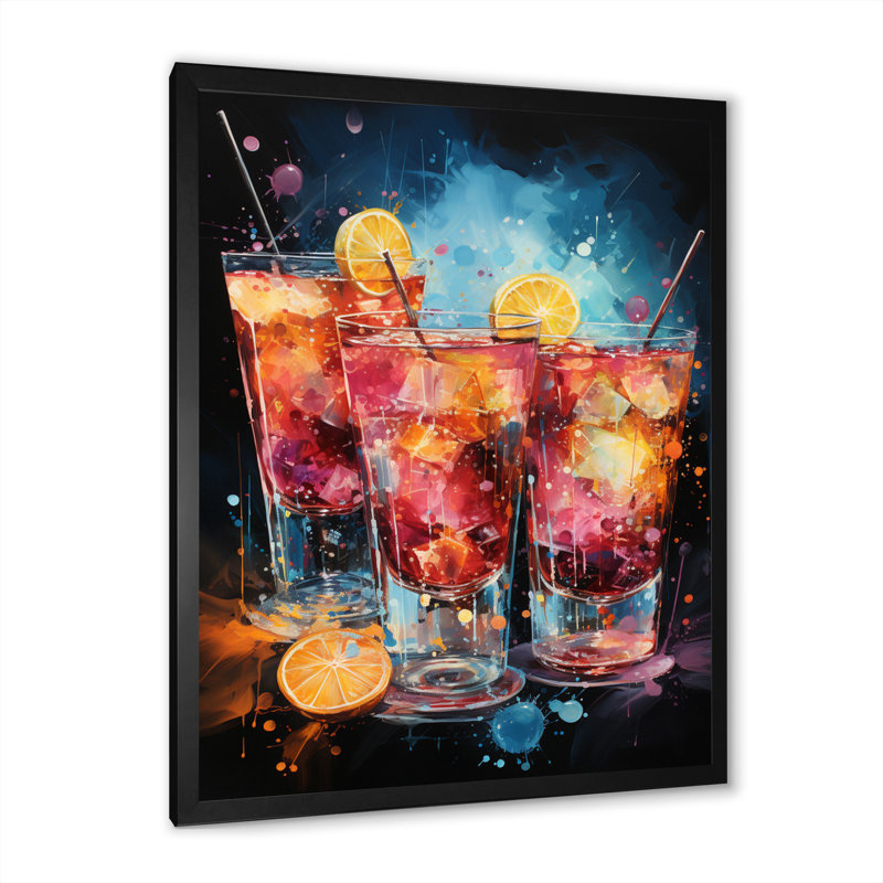 «Luai Cocktail Cocktail Confetti VII», reproduction sur toile, H 32 po x l 24 po x P 1 po, Cadre photo noir