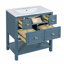 Ensemble de meuble-lavabo avec lavabo en céramique, ensemble de meuble-lavabo simple autoportant avec 5 tiroirs, armoire de rangement en bois massif-112897464
