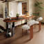 Bureau 70,87 po noir + brun + forme libre en bois massif + acier + acrylique-109517535