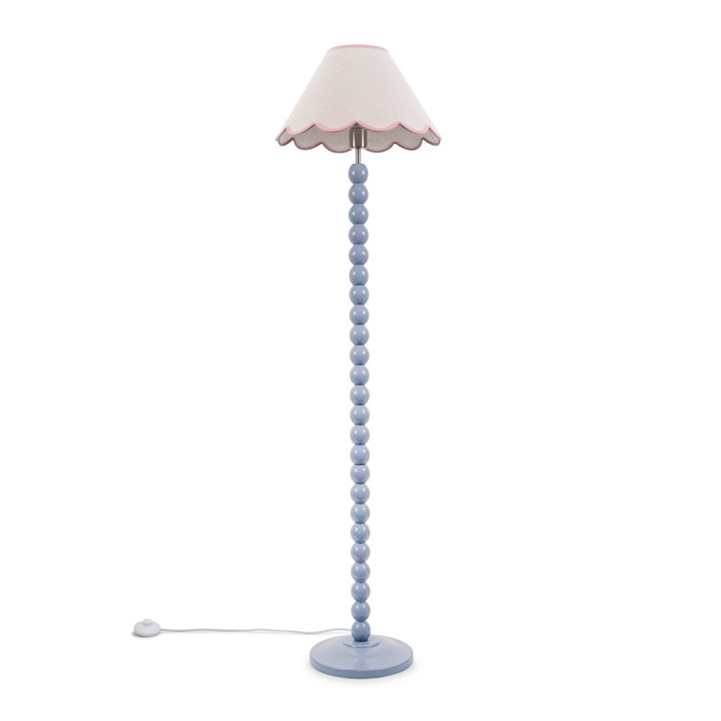 Bobbles 144cm Traditional Floor Lamp, Powder Blue, White/Pink