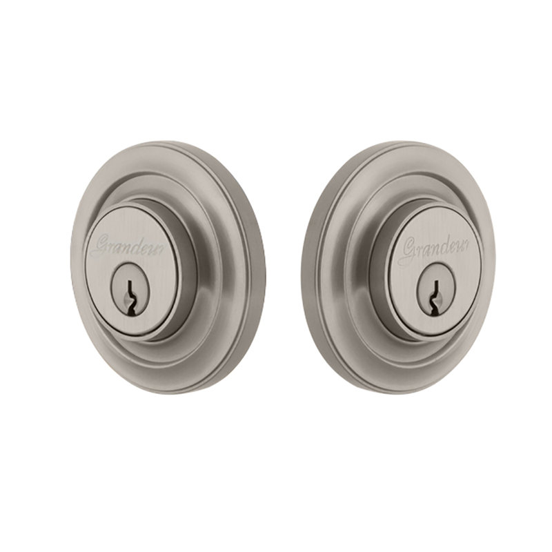 Pêne dormant double cylindrique circulaire, 2.375", Nickel satiné