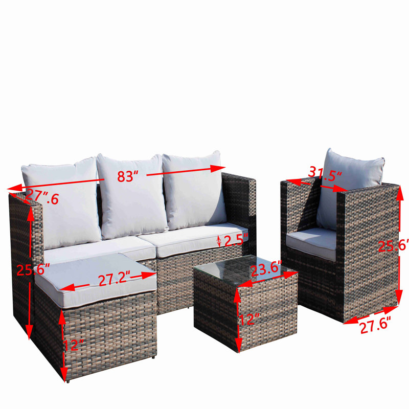 Ensemble de canapé et de table basse en osier de rotin PE pour l'extérieur