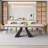 94.5”  Extendable Dining Table Set With Rectangular Sintered Stone Top And 8 Faux Leather Chairs-1791596482