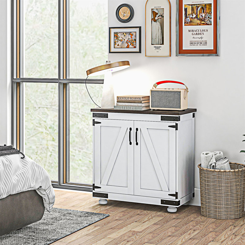 Buffet Farmhouse avec porte de grange et tablette réglable