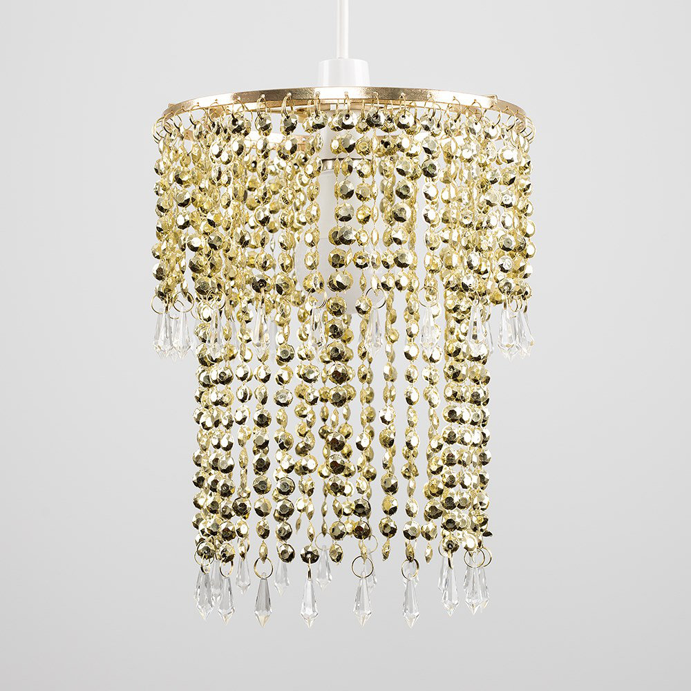 30cm H Plastic Drum Pendant Shade ( Spider ) in Gold