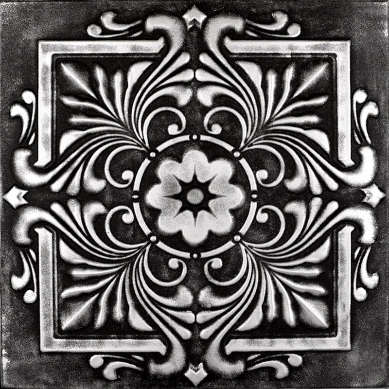 Carreau de plafond en polystyrène 1,6 pi x 1,6 pi Victorian, Noir argent