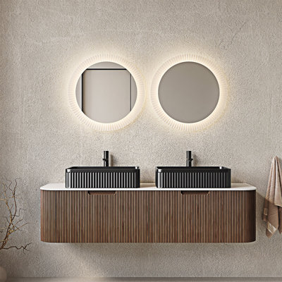 Meuble-lavabo mural flottant avec lavabos