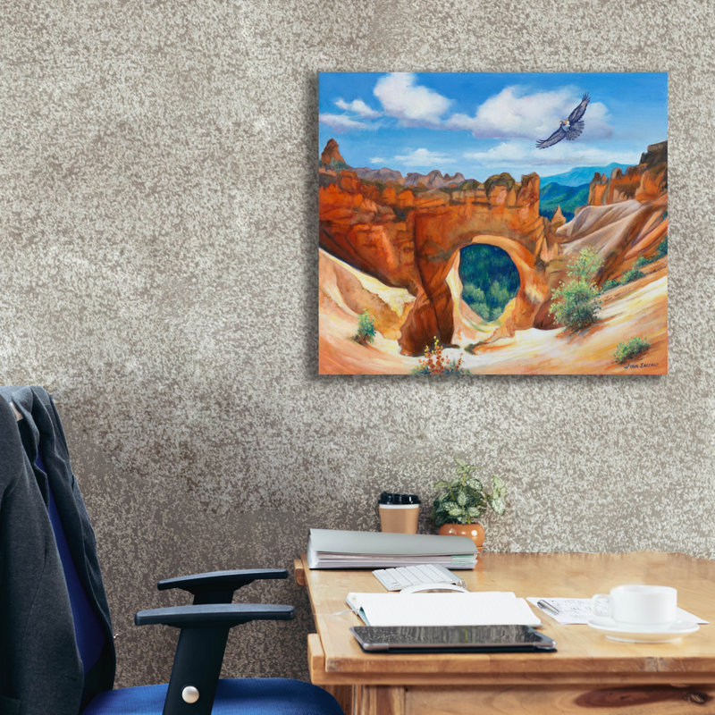 «Hawk Over Bryce Canyon» par John Zaccheo, H 26 po x l 30 po x P 1,5 po