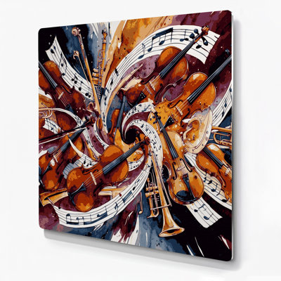 Music Musical Instruments Red Metal Wall Art