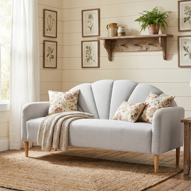 Billijo Solid and Manufactured Wood Standard Loveseat, Off White, 33.07" H x 64.37" W x 29.53" D