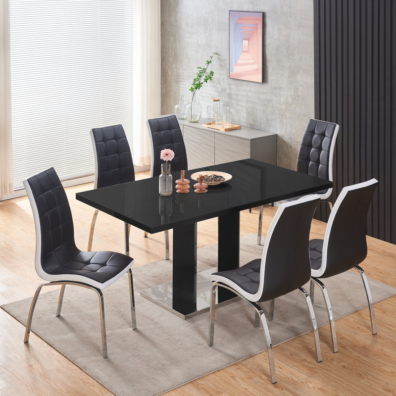 Calvion 6 - Person Dining Set, Black/Silver