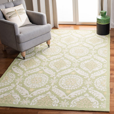 Holmsten Floral Handmade Looped Wool Green/Beige Area Rug