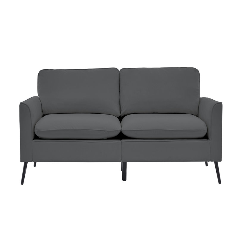 Causeuse en cuir rembourré TS Cat, Similicuir gris pâle