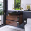 30 po W Meuble-lavabo mural à simple cuve avec lavabo noir-106950519