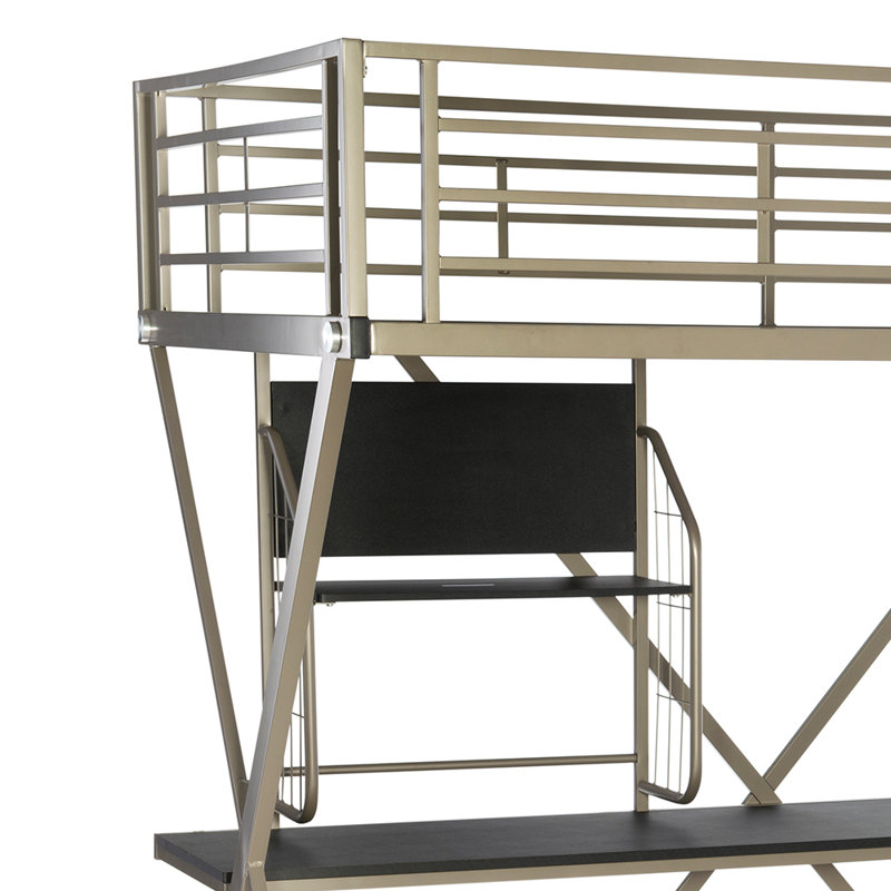 Modoc Twin Metal Four Poster Loft Bed with Bookcase by Isabelle & Max™