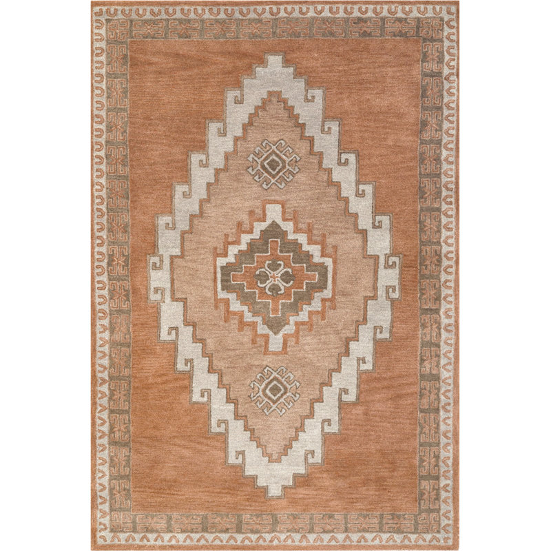Tapis Isbah en laine touffeté à la main, Rectangulaire 3 pi x 5 pi