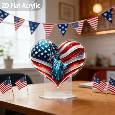 Independence Day Flag Decorative Acrylic Flat Art Piece
