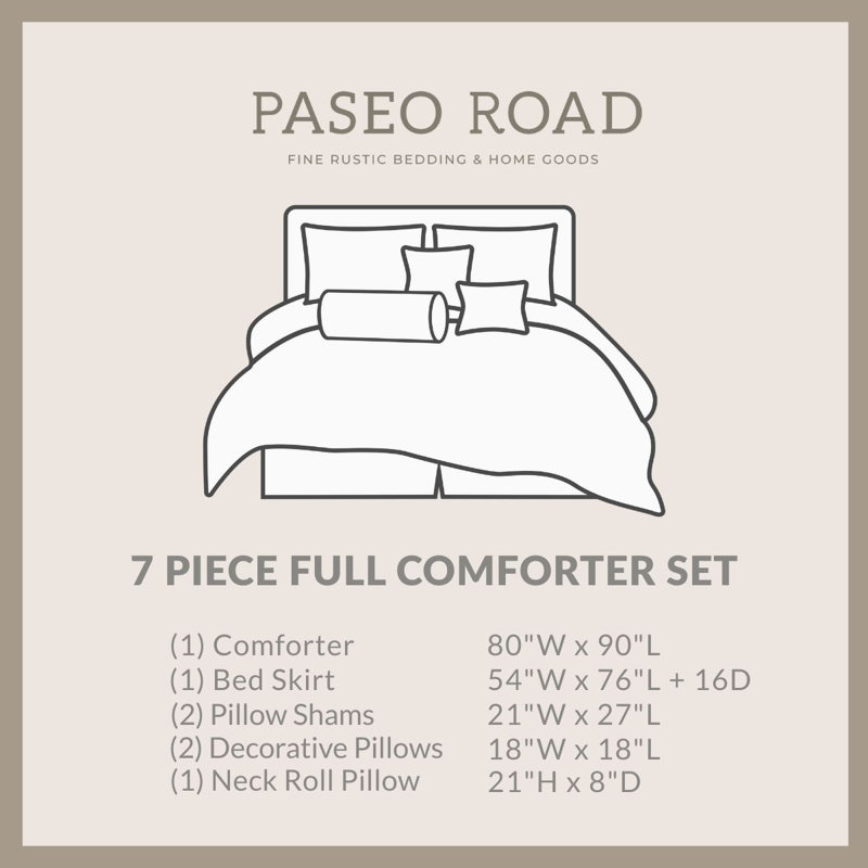 Rustic Barbwire Faux Leather Embroidery Western Rustic Comforter Set, Full Comforter + 6 Additional Pieces