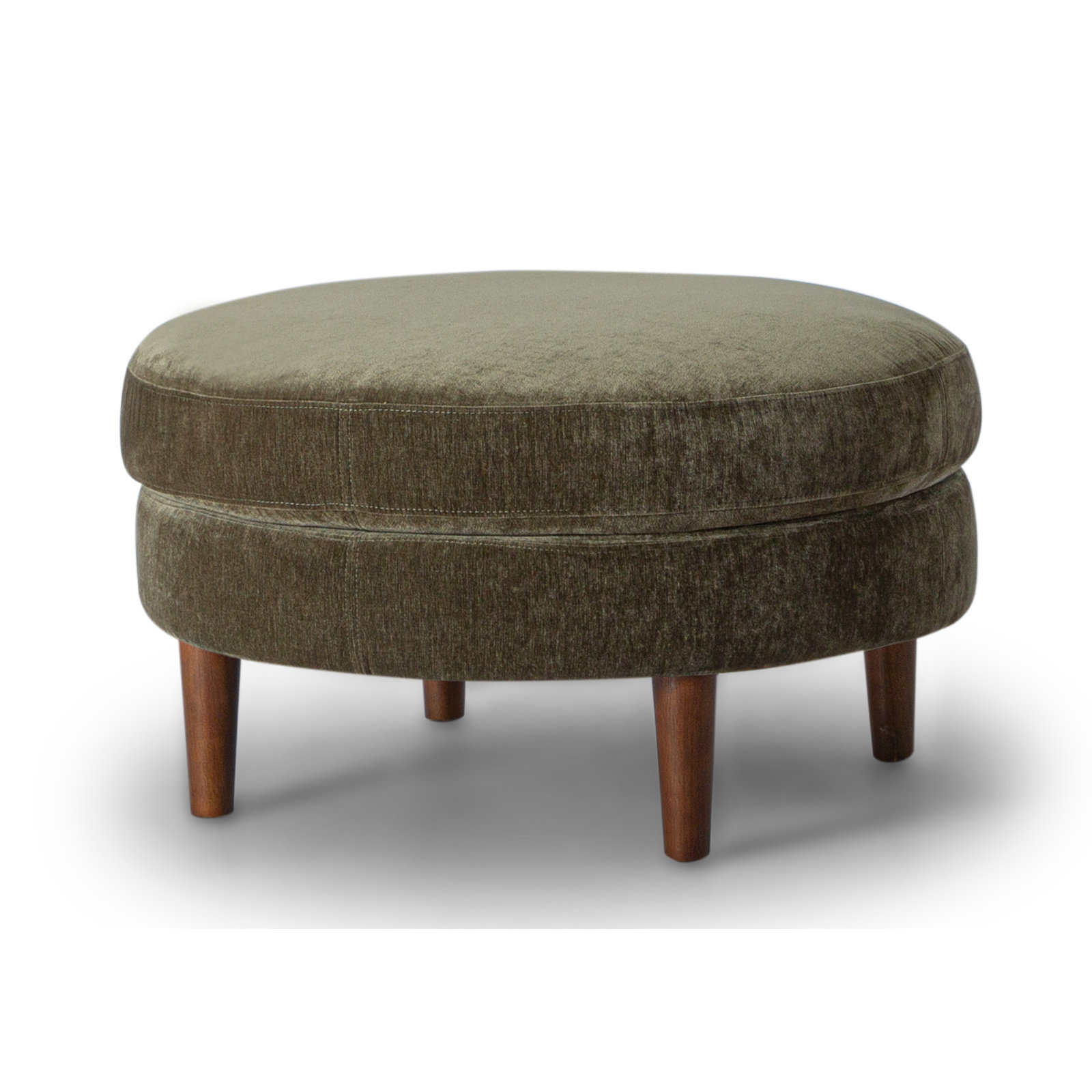 Landen Upholstered Ottoman, Olive Green Performance Chenille