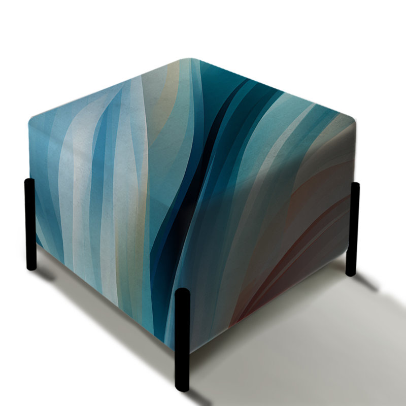 Blue Harmony Of Waves - repose-pieds carré rayé