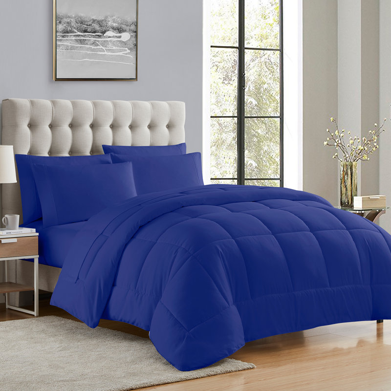 Ensemble d'édredon et de draps de couleur unie toutes saisons pour lit dans un sac 5 pièces / 7 pièces par Sweet Home Collection