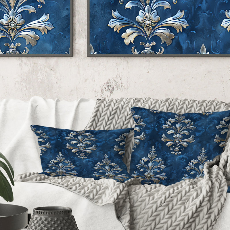 Coussin décoratif glamour à motif damassé glamour I, H 18 po x H 18 po