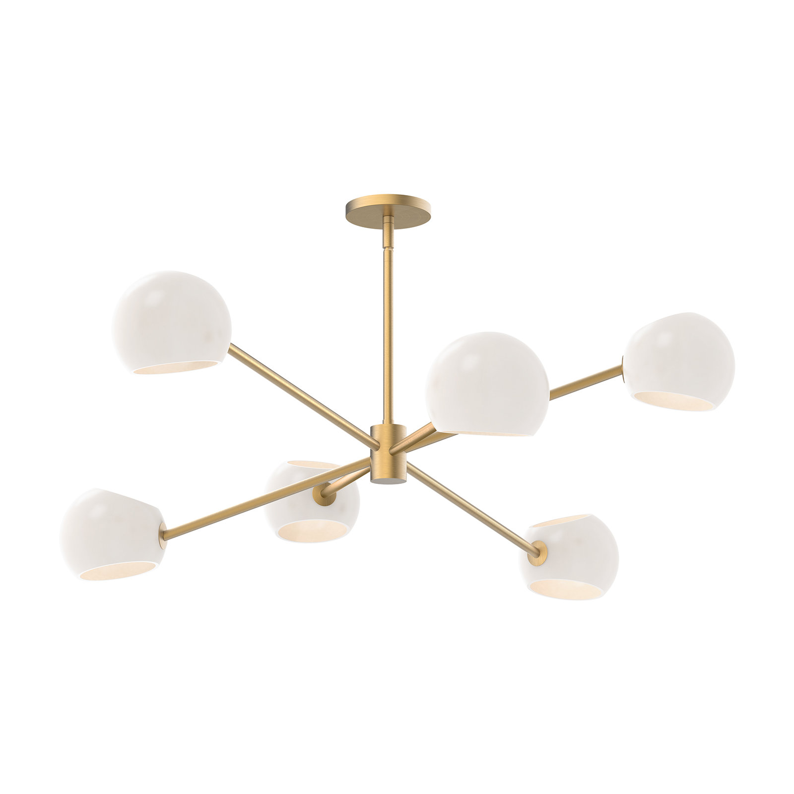 Willow 6 - Light Sputnik Chandelier, Opal Matte, Brushed Gold
