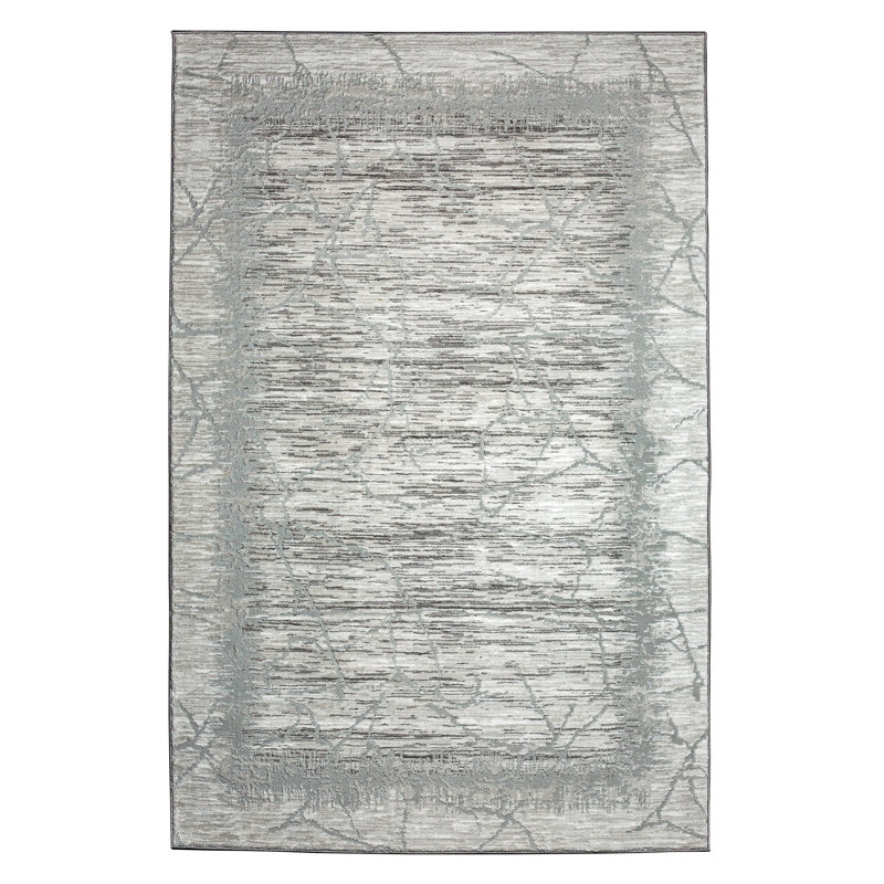 Davide 1229 Gray Modern Abstract Area Rug with Distressed High-Low Texture, Rectangle 7'10" x 10'6"