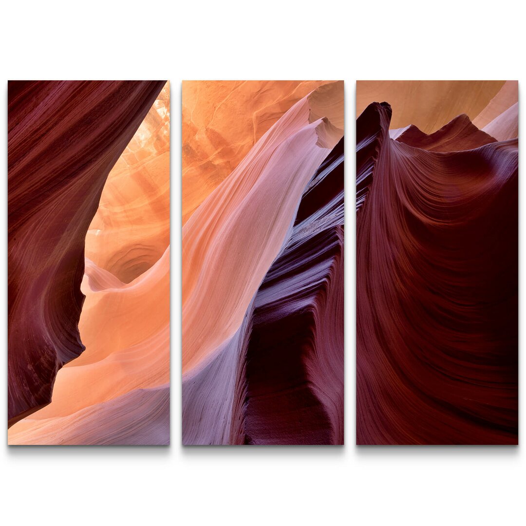 3-tlg. Leinwandbilder-Set Abstrakte Gesteinsformationen Antelope Canyon - Arizona