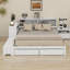 Lit plateforme en bois avec espace de rangement multifonctionnel, table de chevet, tiroirs, ports USB et bureau-624901278