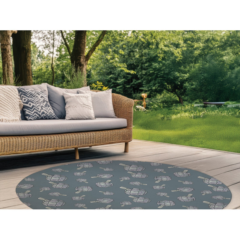 Summer Artichoke Outdoor Rug, Round 5'