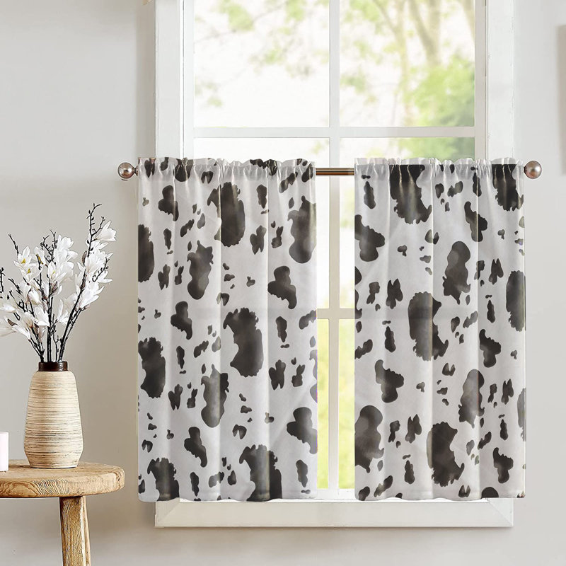 Cow Print Cafe Tier Curtains, Black
