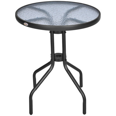 Table de patio Bistro de 24 po avec dessus rond en verre trempé