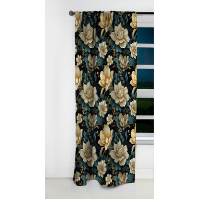 Botanical Green Damask Harmony - Rideau damassé - Rideau occultant en velours - 1 panneaux