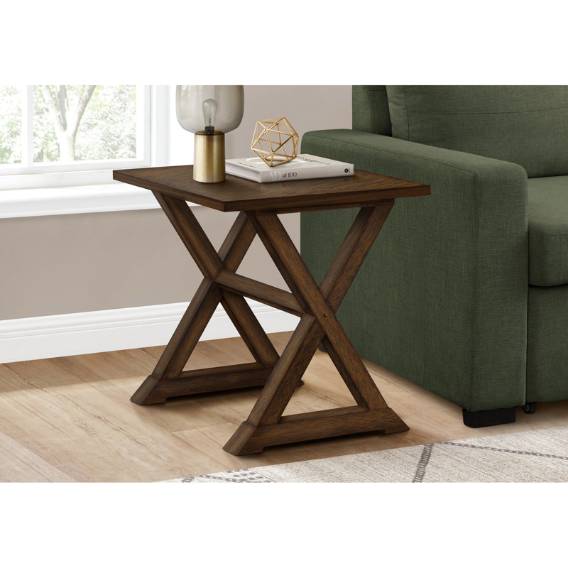 Table d'appoint transitionnelle en placage brun, table d'appoint carrée pour le salon / chambre à coucher, table de chevet spacieuse, chambre à coucher et pièce faciles à assembler, bout