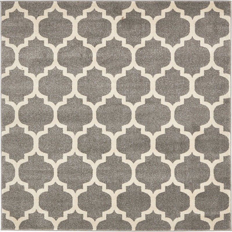 Molly Power Loom Dark Gray/Ivory Rug, Square 6'1"
