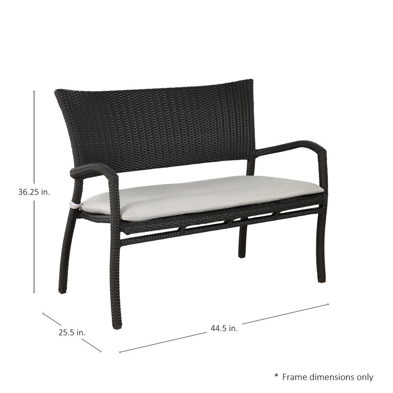 Skye Wicker Garden Bench, Skye #2 Black Walnut