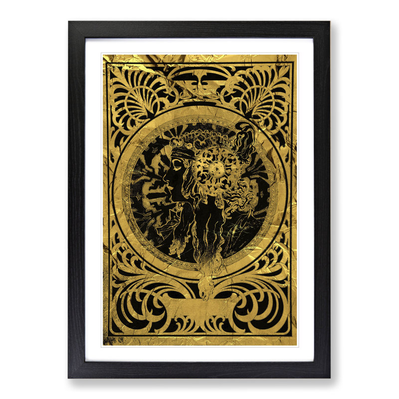 Gold by Zantine by Alphonse Mucha - Picture Frame Graphic Art, Black Framed, 36cm H x 27cm W x 2cm D