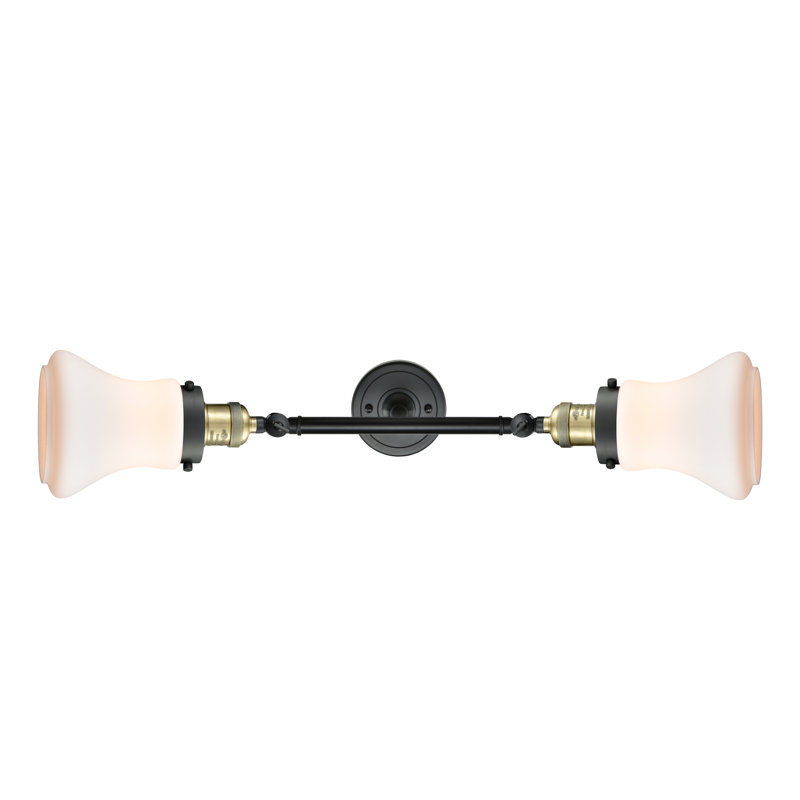 Edda 2 - Light Dimmable Vanity Light, Black Antique Brass, 60 Watt Vintage Incandescent Bulb, Matte White
