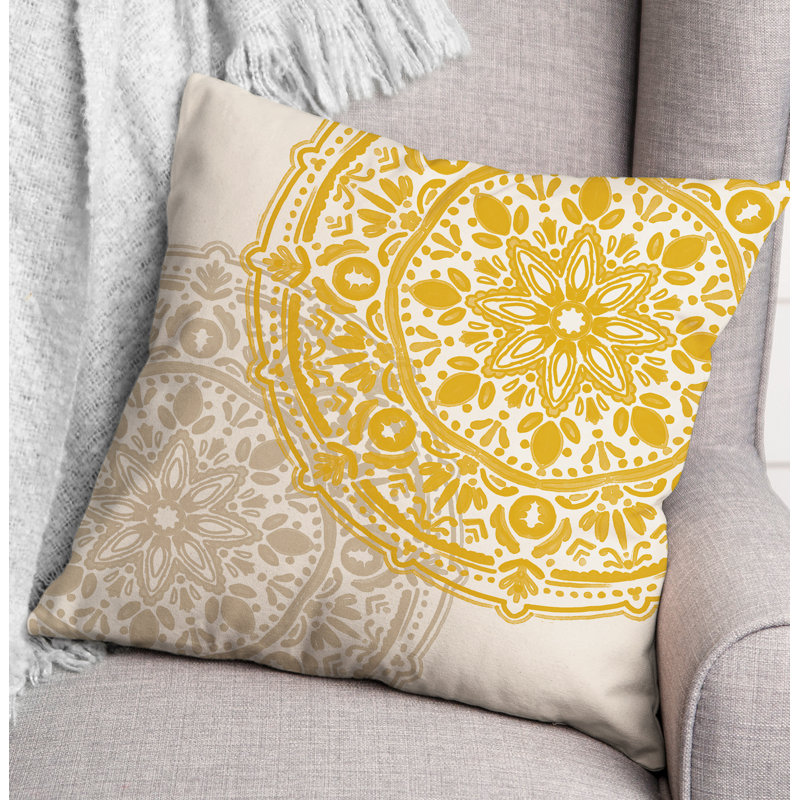 Housse et insert de coussin extérieur d'extérieur, Jaune, Floral 7