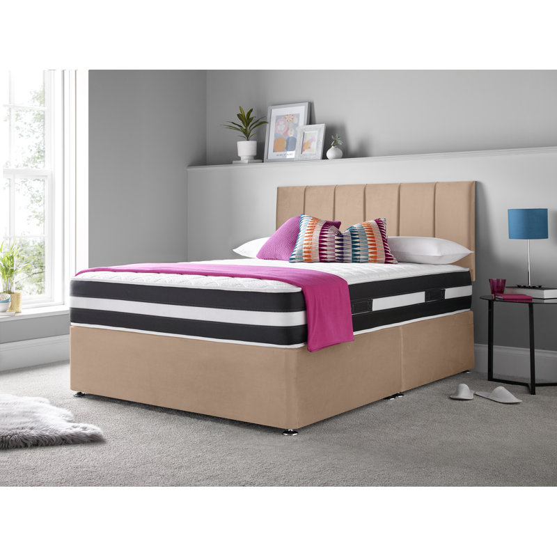 Madelief Divan Bed Set, Double (4'6), Right Side Drawers, Mink